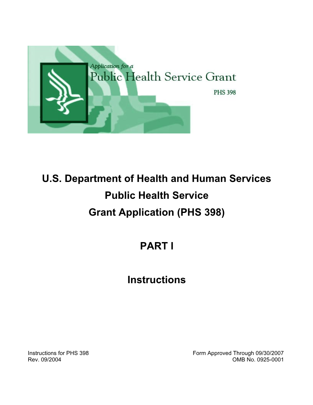 U.S. DHHS Public Health Service Grant Application (PHS 398)