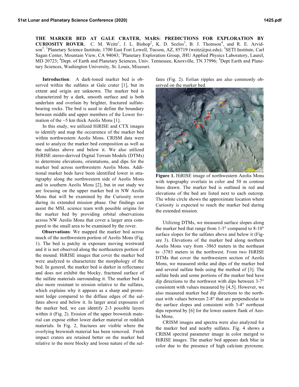 The Marker Bed at Gale Crater, Mars: Predictions for Exploration by Curiosity Rover