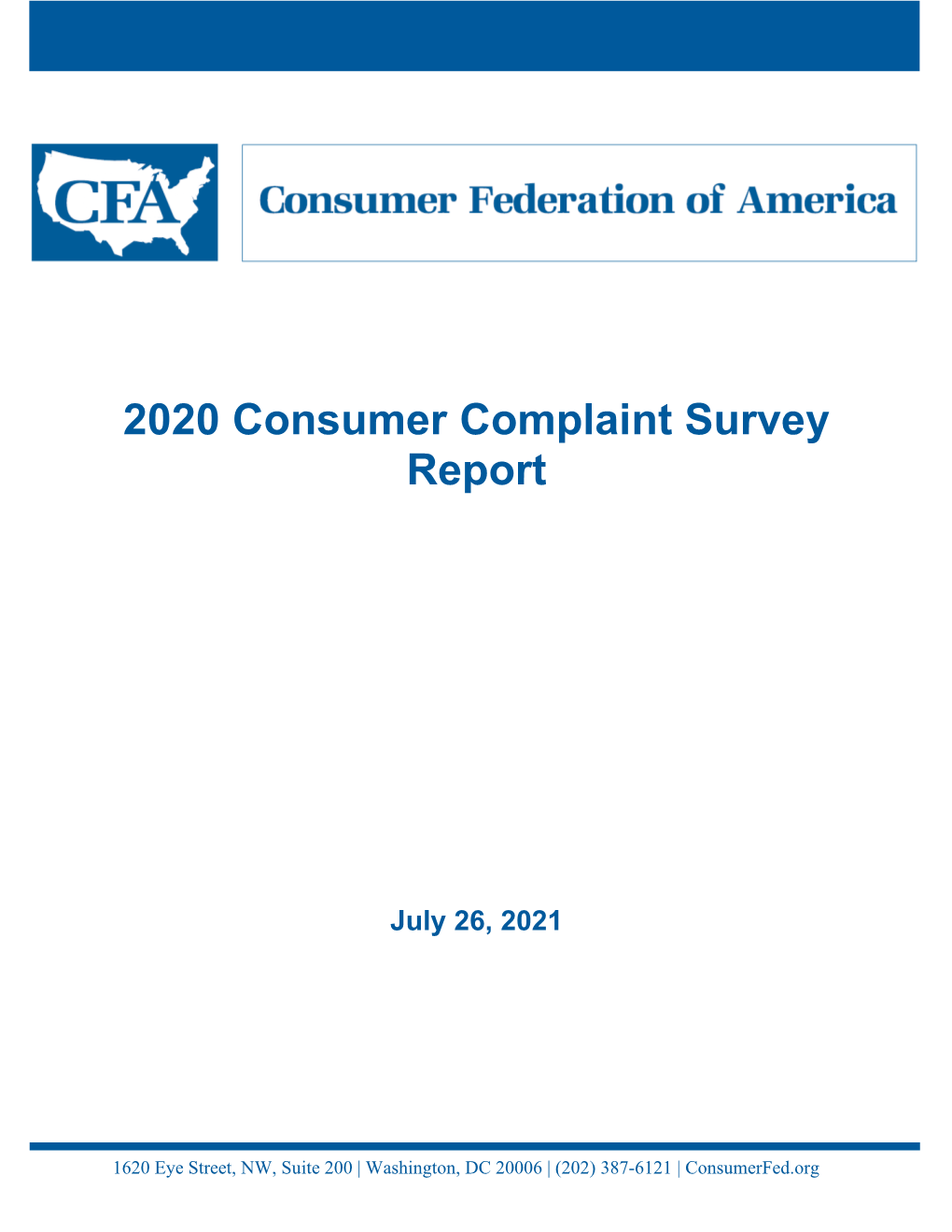2020 Consumer Complaint Survey Report