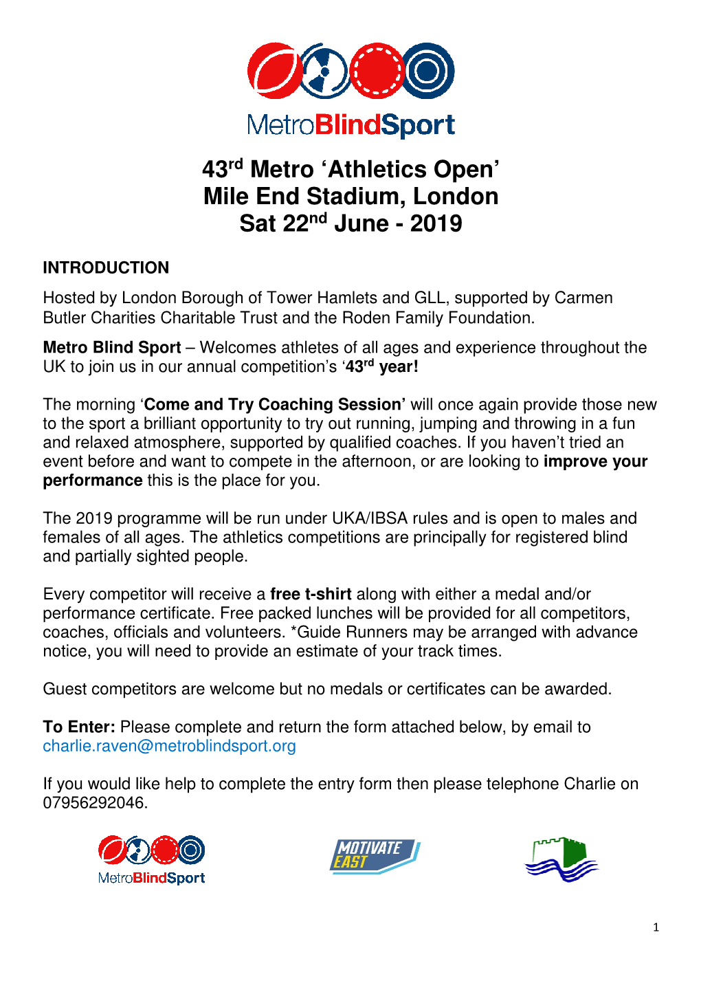 43Rd Metro 'Athletics Open' Mile End Stadium, London Sat 22Nd June