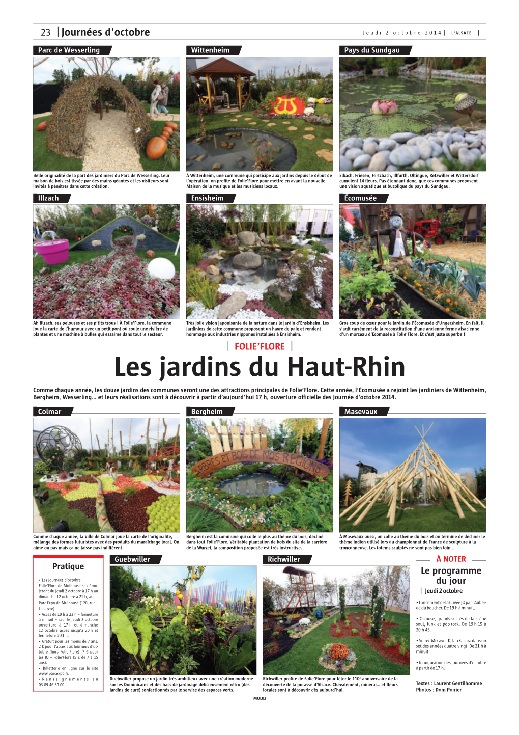 Les Jardins Du Haut-Rhin Comme Chaque Année, Les Douze Jardins Des Communes Seront Une Des Attractions Principales De Folie’Flore