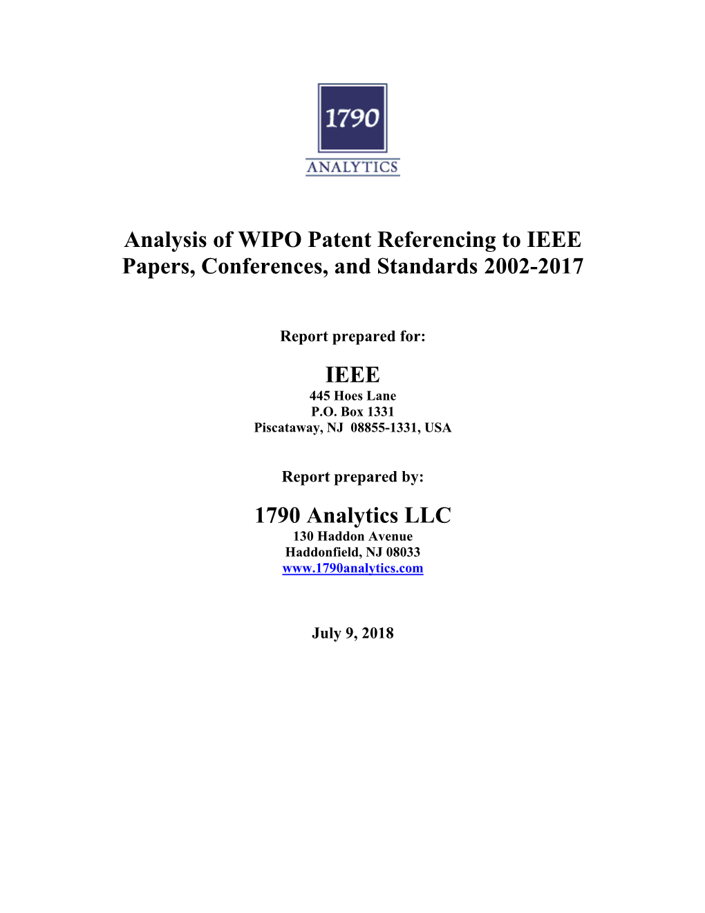 Analysis of WIPO Patent Referencing to IEEE Papers, Conferences, and Standards 2002-2017