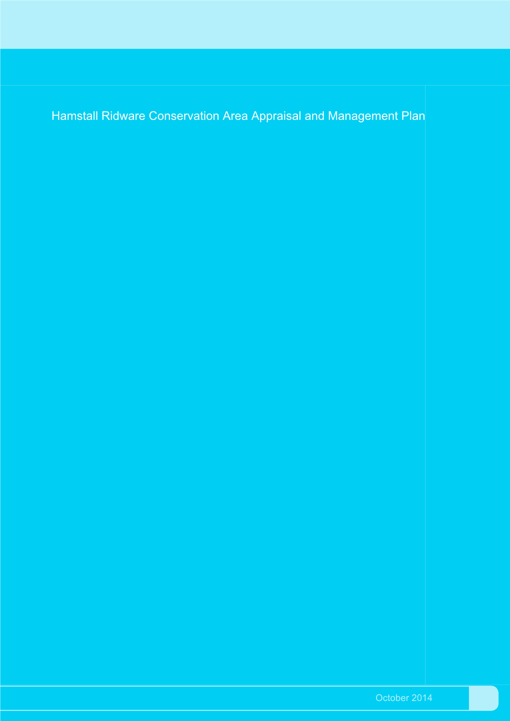 Hamstall Ridware Conservation Area Appraisal and Management Plan