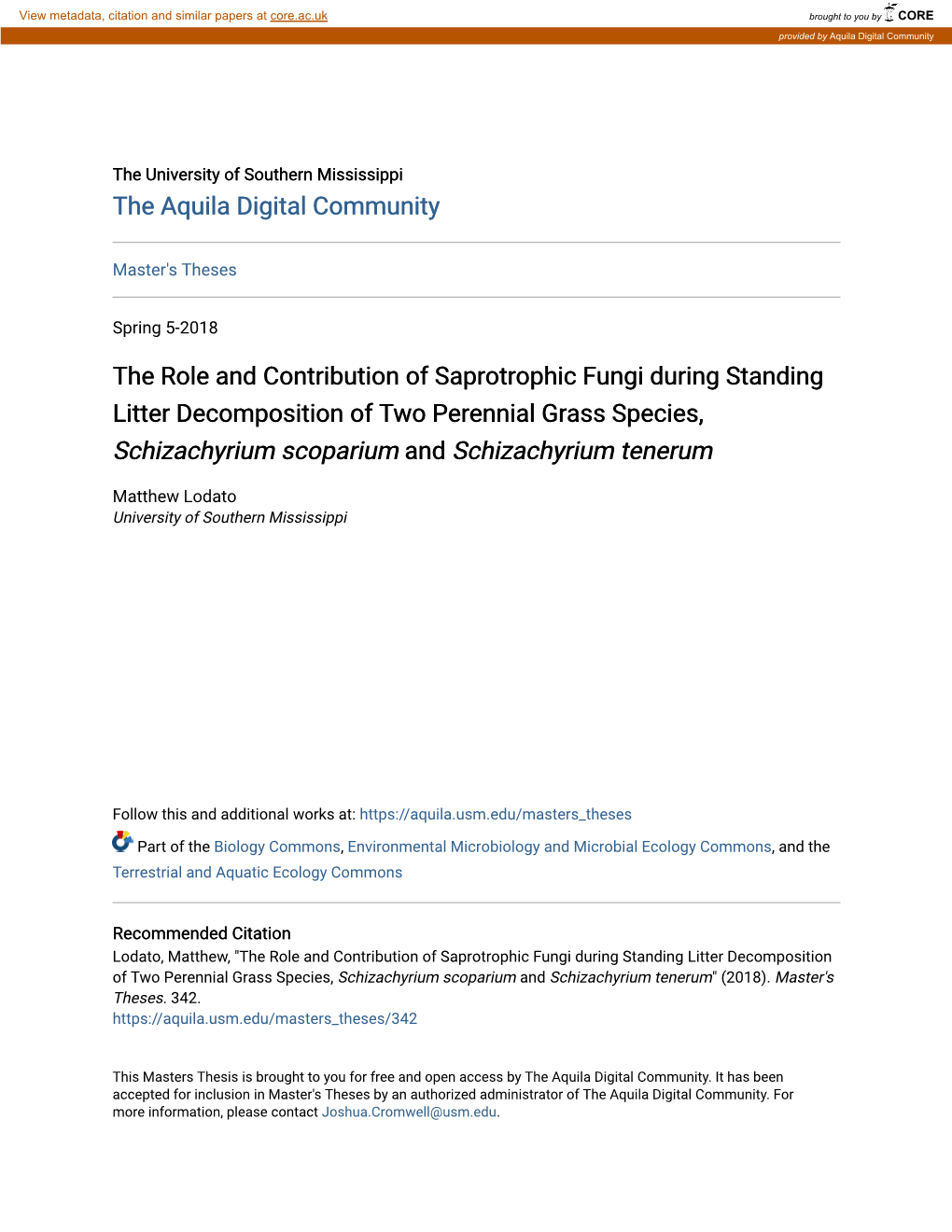 The Role and Contribution of Saprotrophic Fungi During Standing