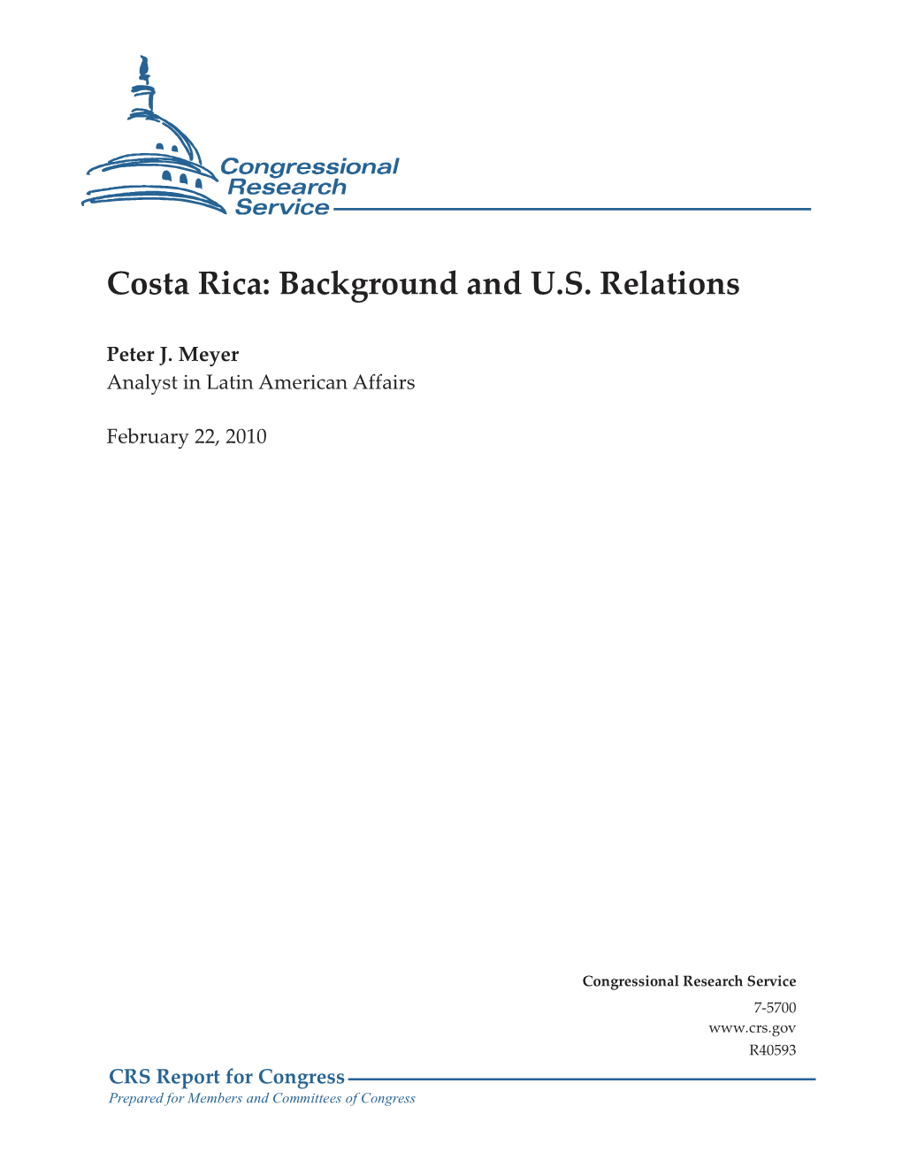 Costa Rica: Background and US Relations