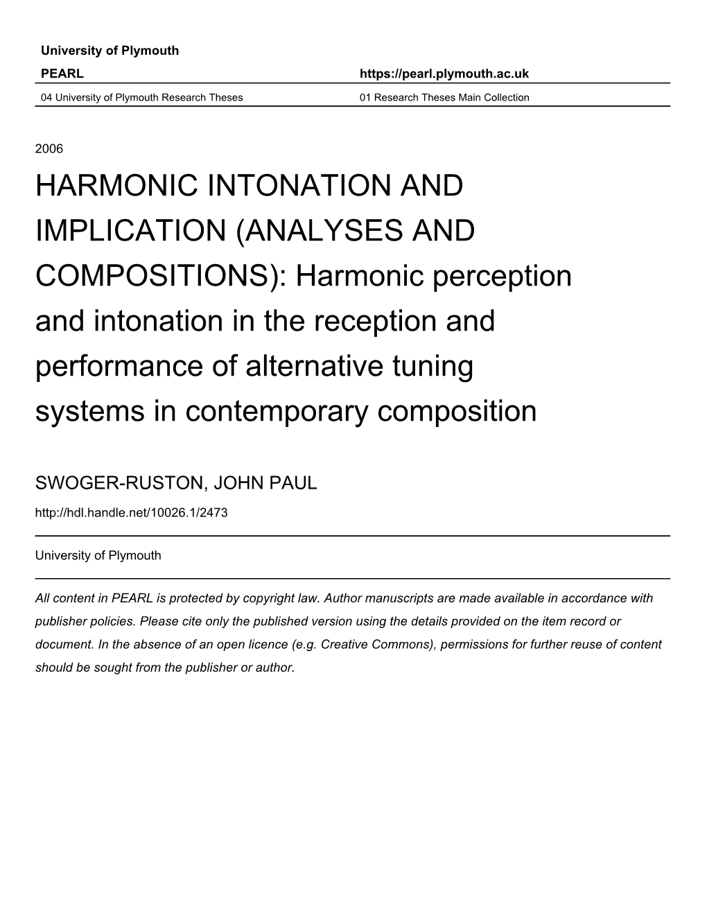 Harmonic Intonation and Implication