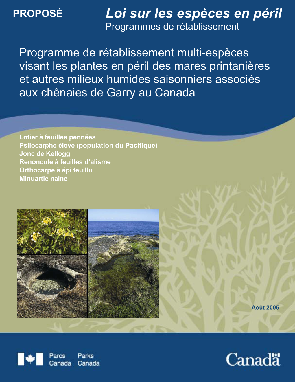 Programme De Rétablissement Multi-Espèces Visant Les Plantes En