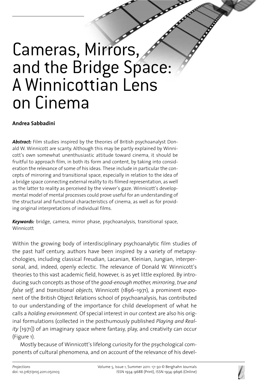 Cameras, Mirrors, and the Bridge Space: a Winnicottian Lens on Cinema