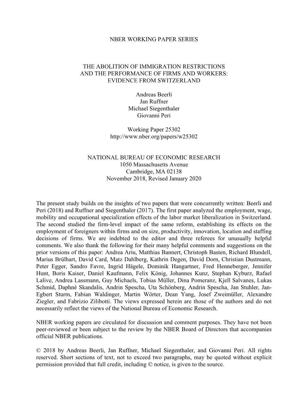 The Abolition of Immigration Restrictions and the Performance of Firms and Workers: Evidence from Switzerland