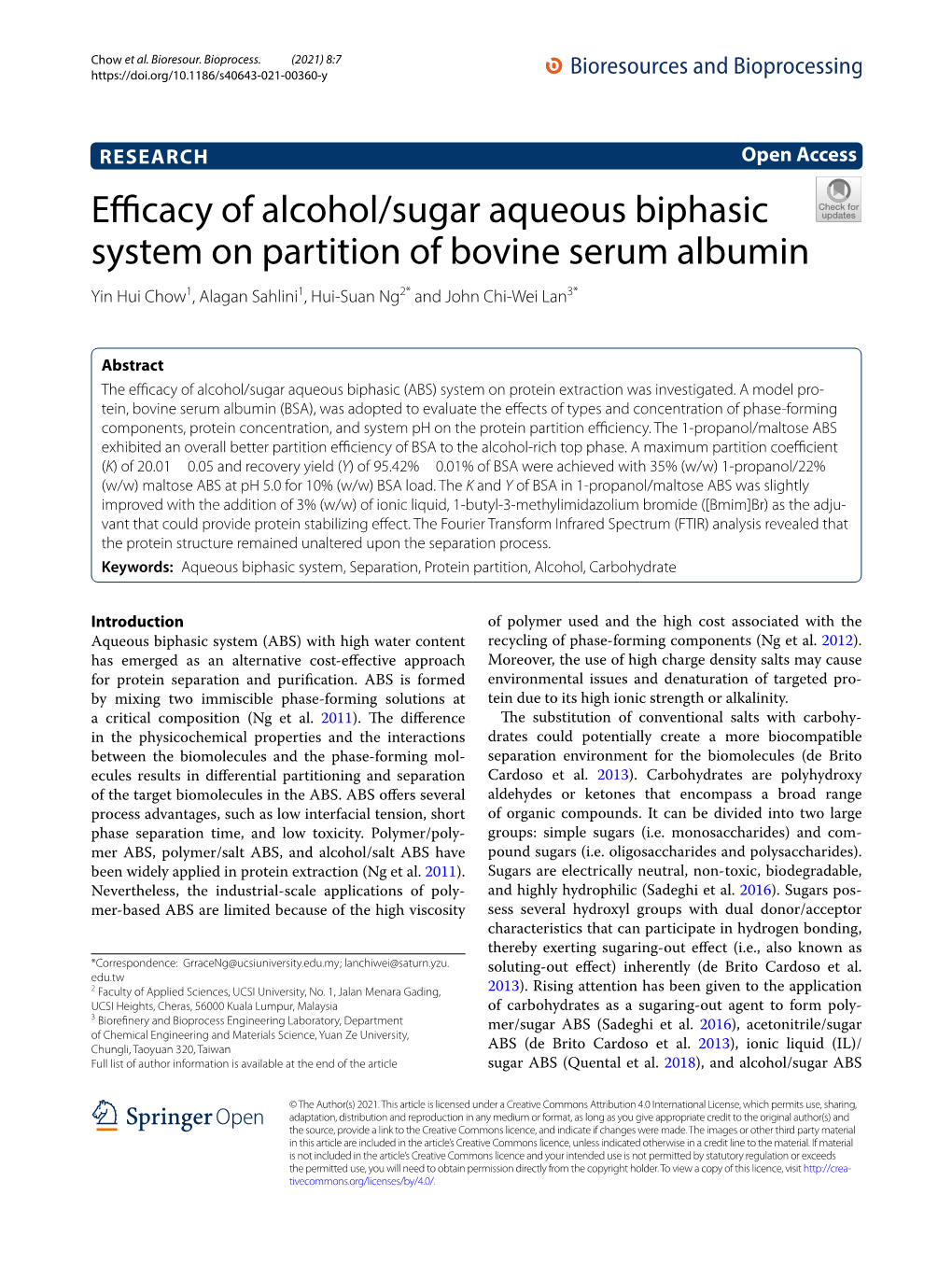 Efficacy of Alcohol/Sugar Aqueous Biphasic System on Partition Of