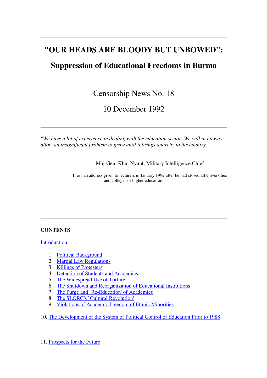 Suppression of Educational Freedoms in Burma Censorship