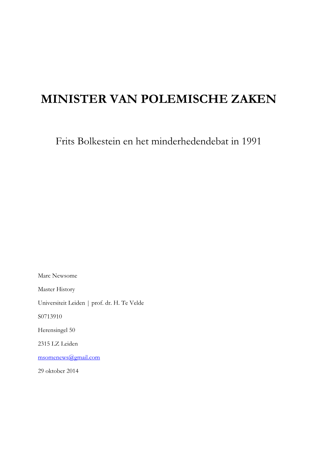 Minister Van Polemische Zaken