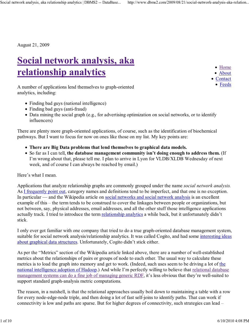 Social Network Analysis, Ak