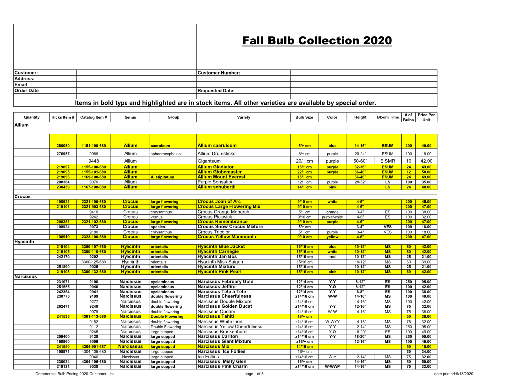 Fall Bulb Collection 2020