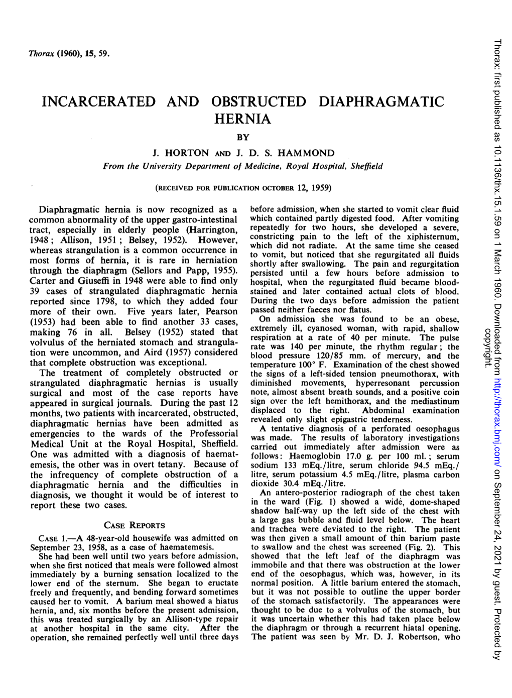 Incarcerated and Obstructed Diaphragmatic Hernia by J