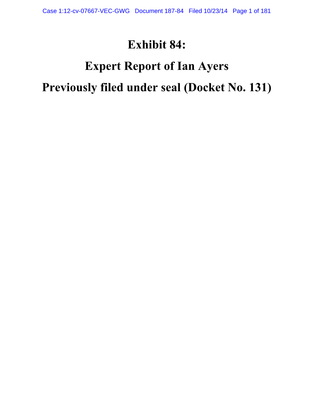 Ayers Expert Report