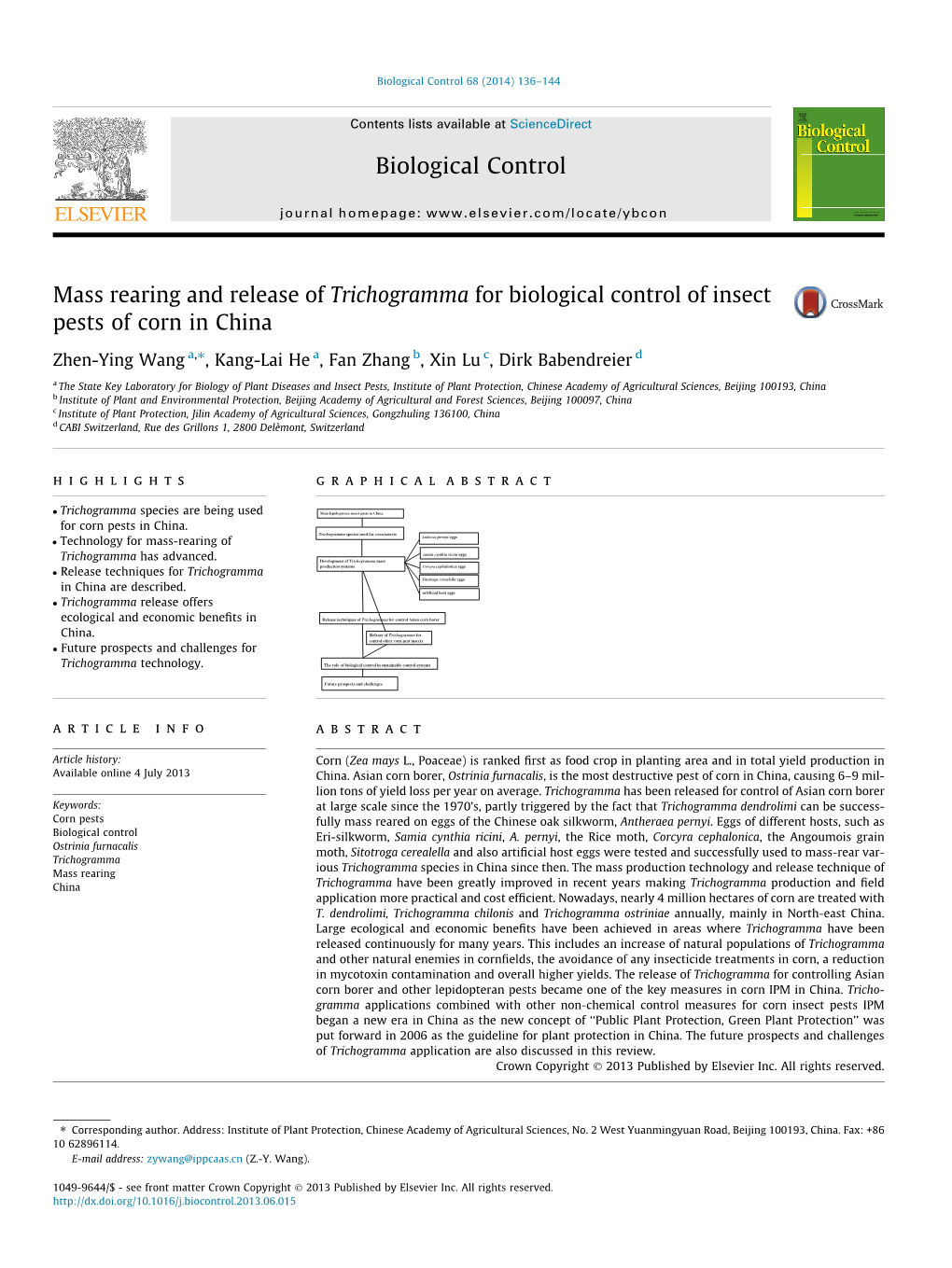 Mass Rearing and Release of Trichogramma for Biological Control