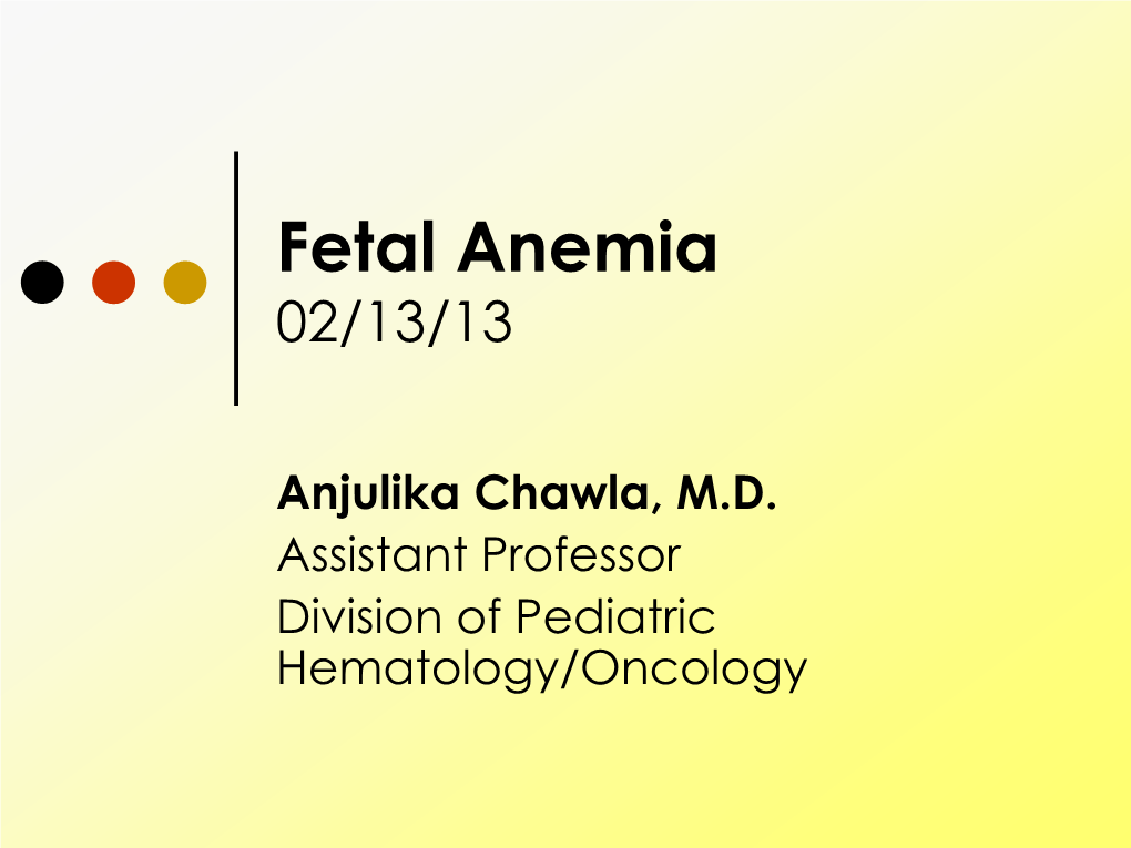 Fetal Anemia 02/13/13