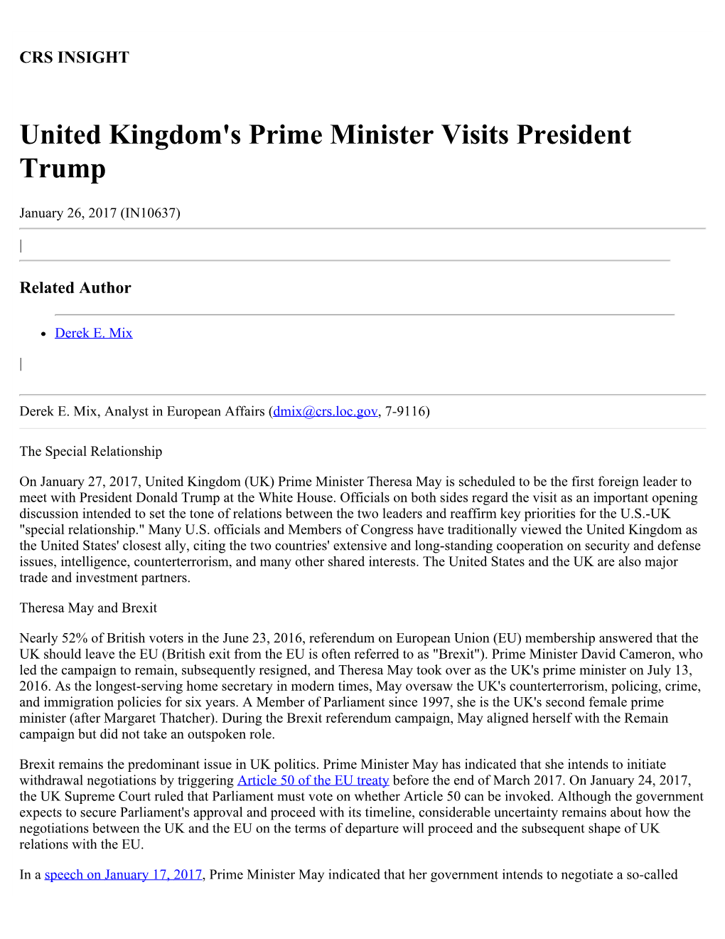 United Kingdom's Prime Minister Visits President Trump