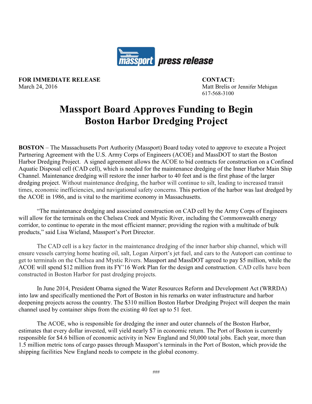 Massport Board Approves Funding to Begin Boston Harbor Dredging Project