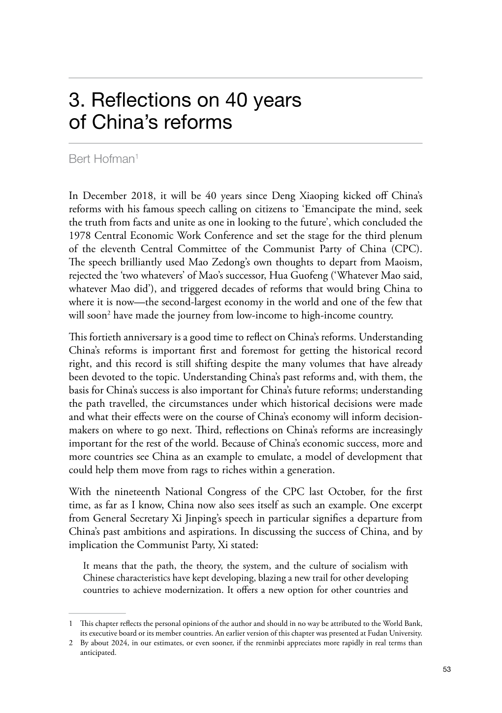3. Reflections on 40 Years of China's Reforms