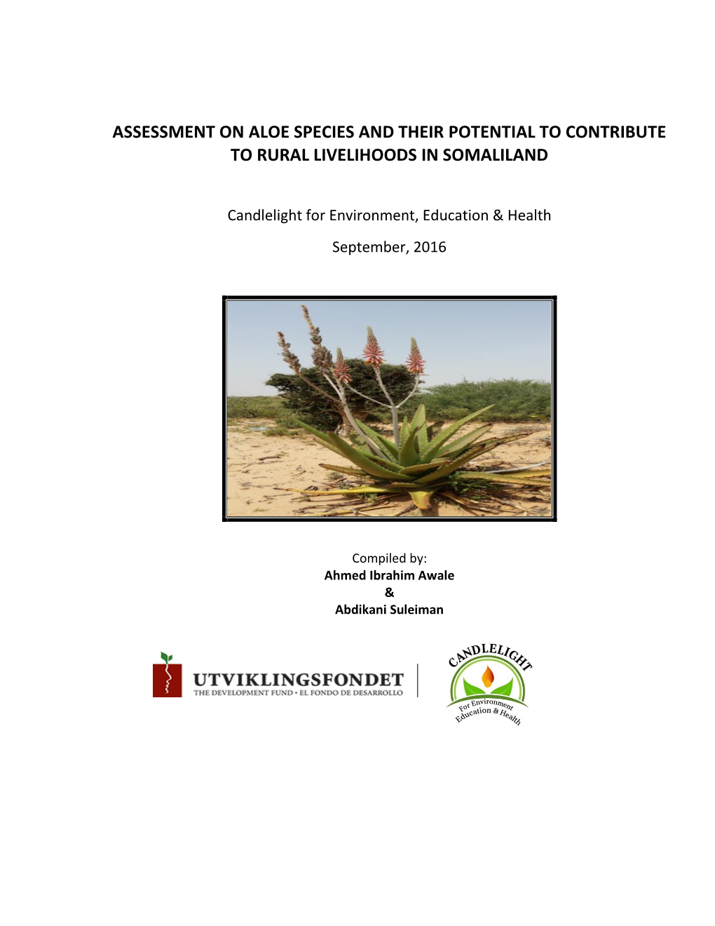 Assessment on Aloe Species and Their Potential to Contribute to Rural Livelihoods in Somaliland