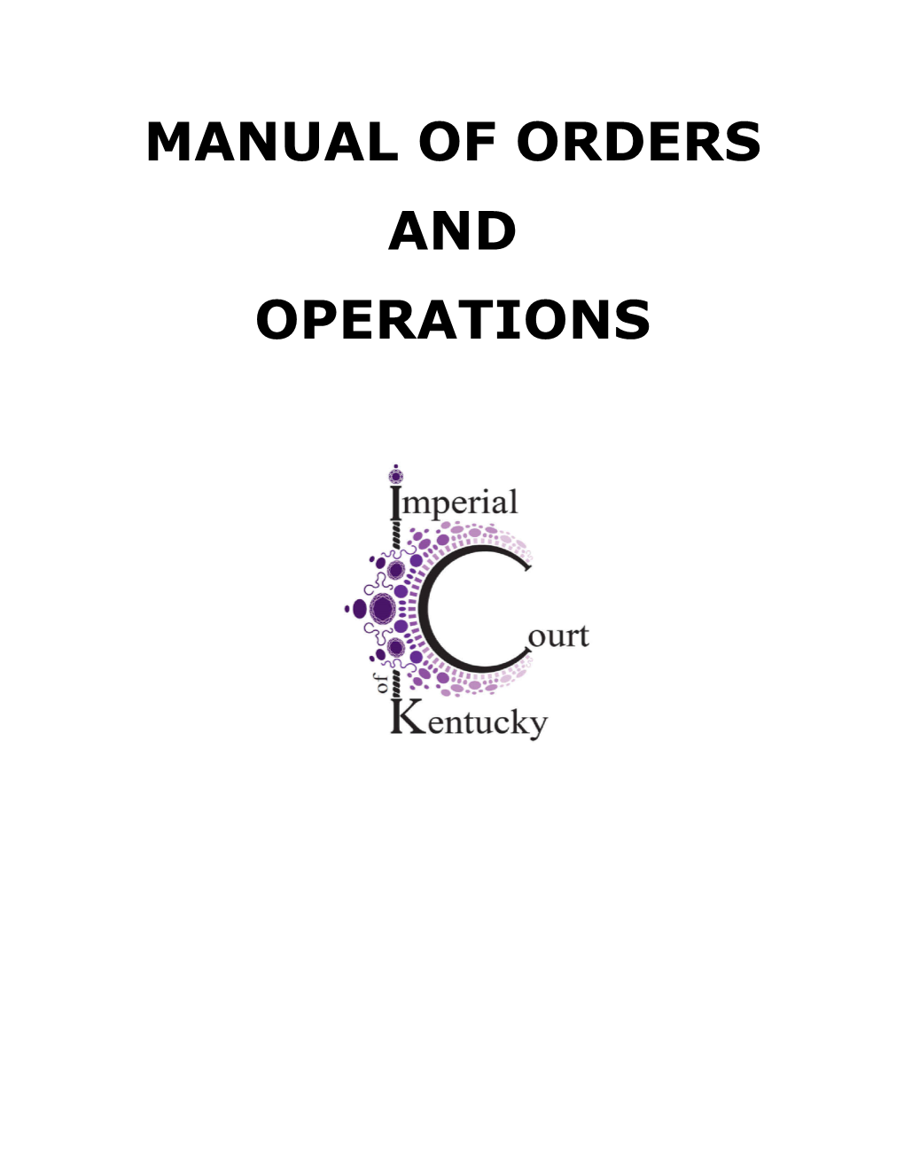 Manual of Orders and Operations