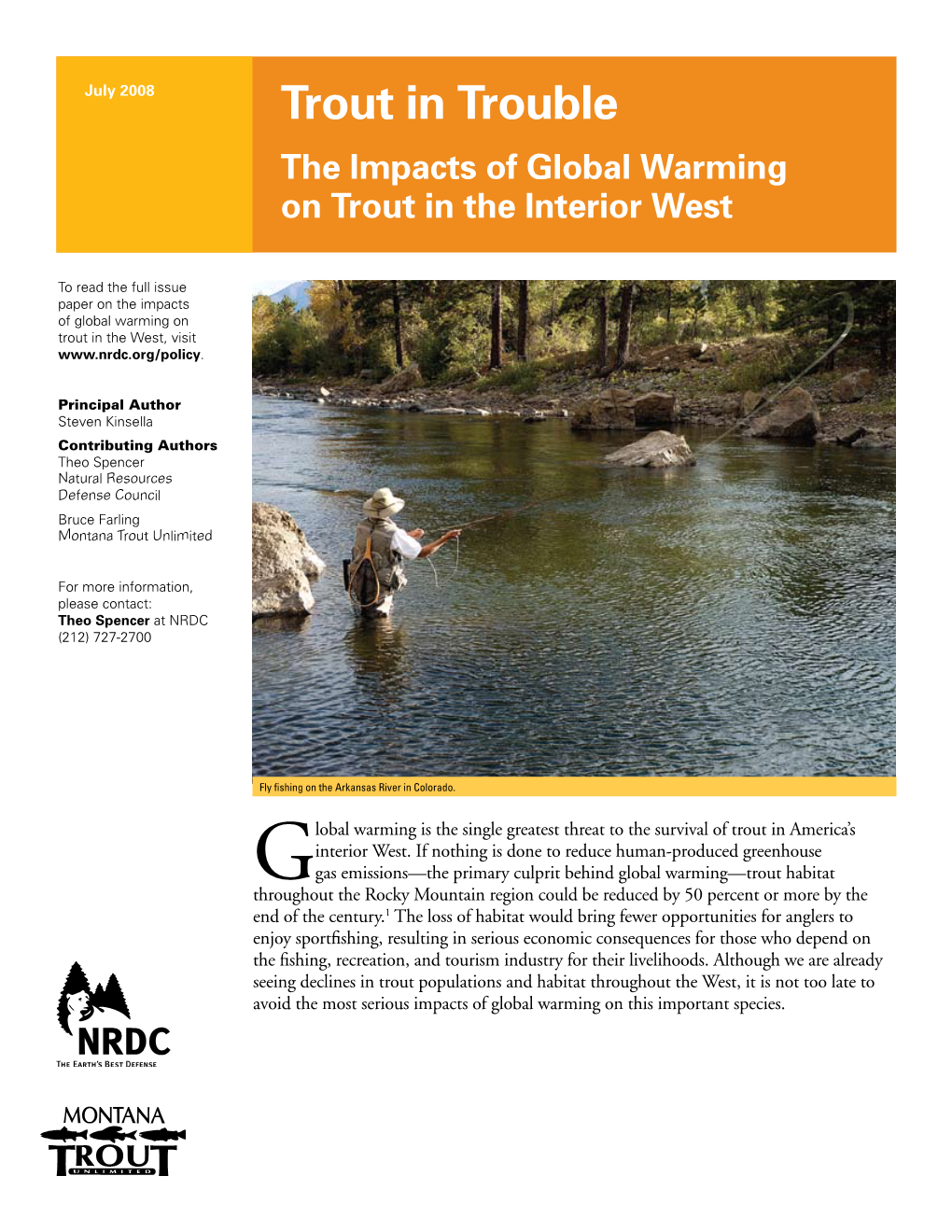 The Impacts of Global Warming on Trout in the Interior West