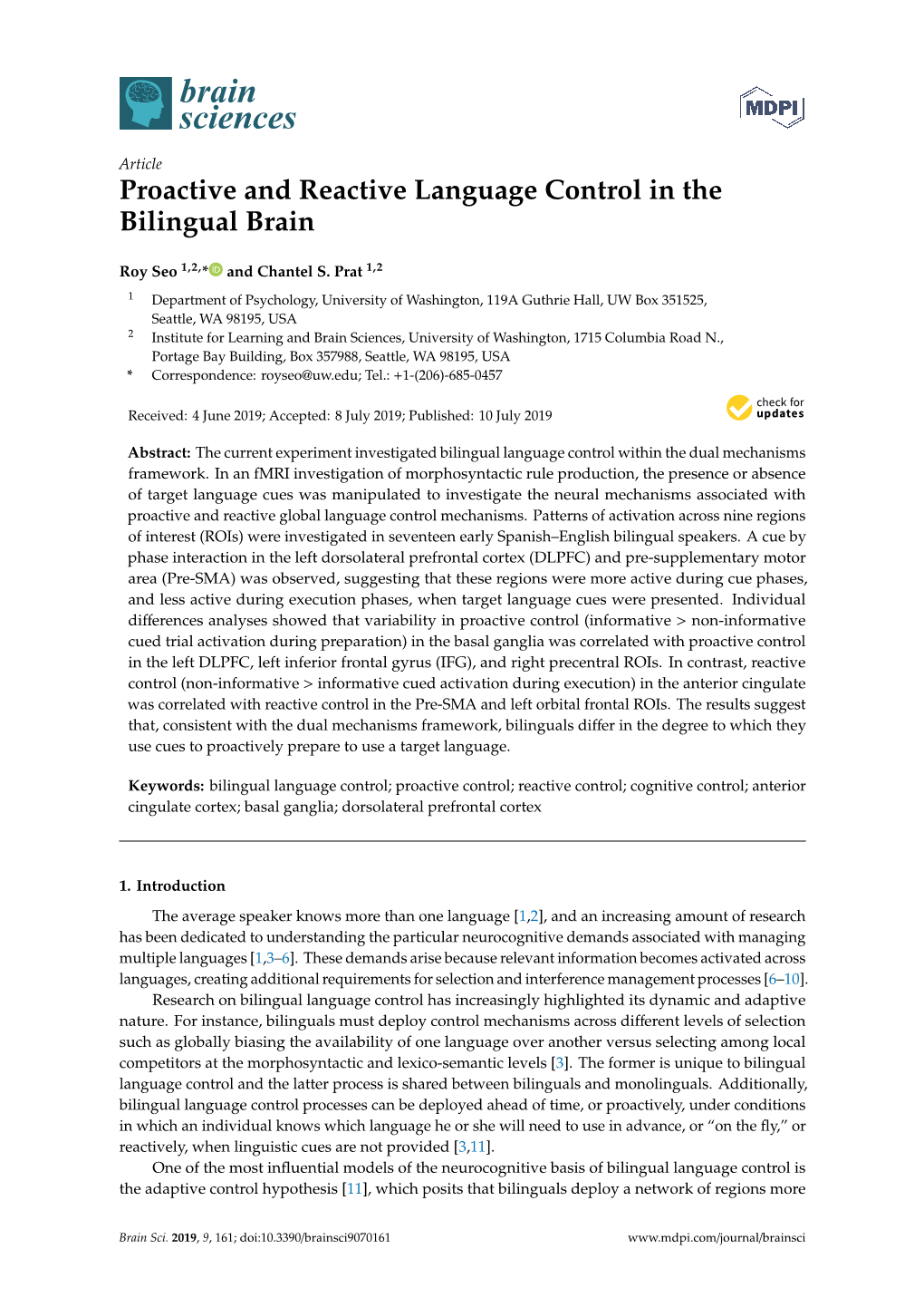 Proactive and Reactive Language Control in the Bilingual Brain