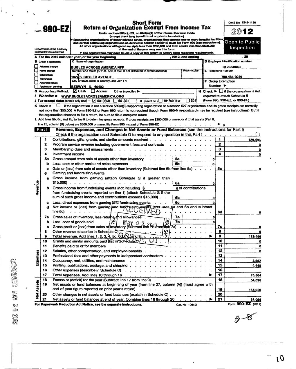 Fn 990-EZ Return of Organization Exempt from Income Tax ^^ Under Section 601(C)