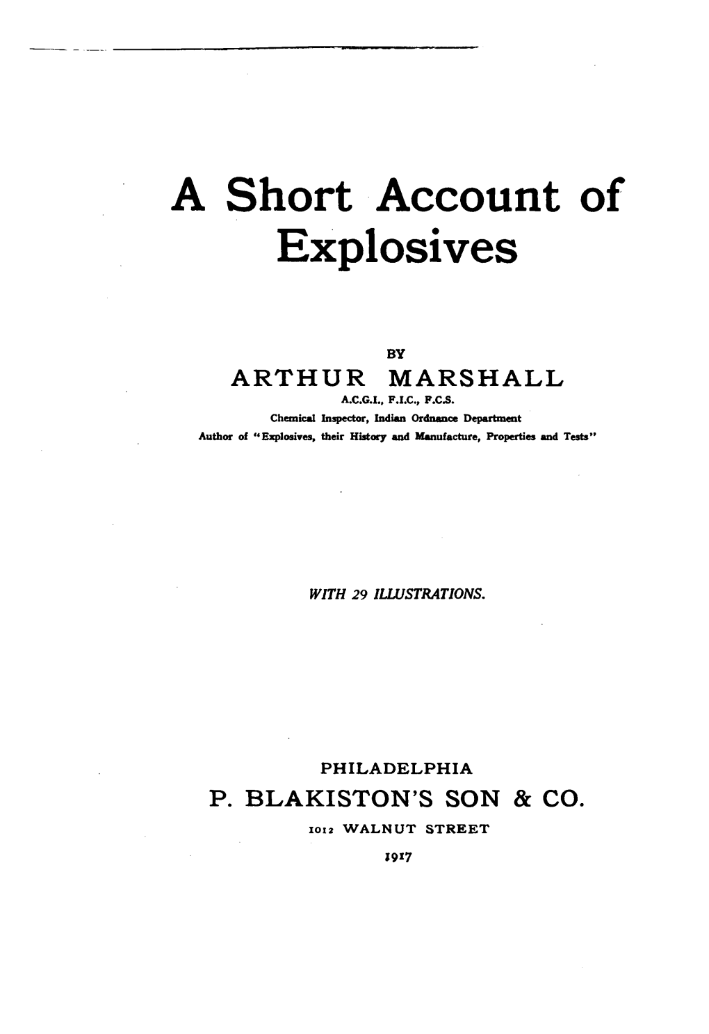 A Short Account of Explosives