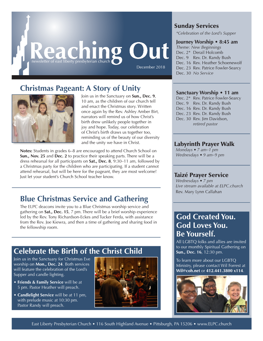 A Story of Unity Blue Christmas Service and Gathering Celebrate