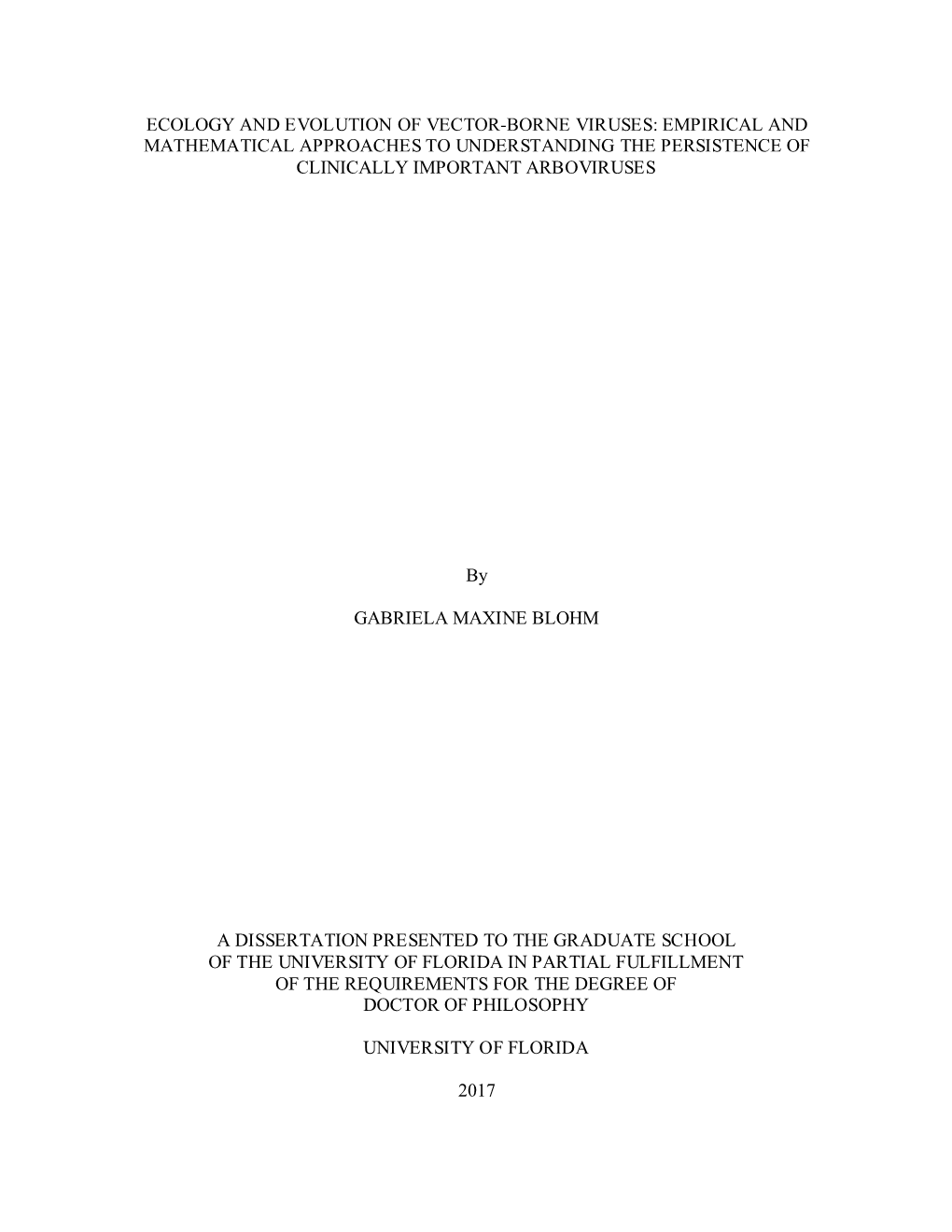 University of Florida Thesis Or Dissertation Formatting Template