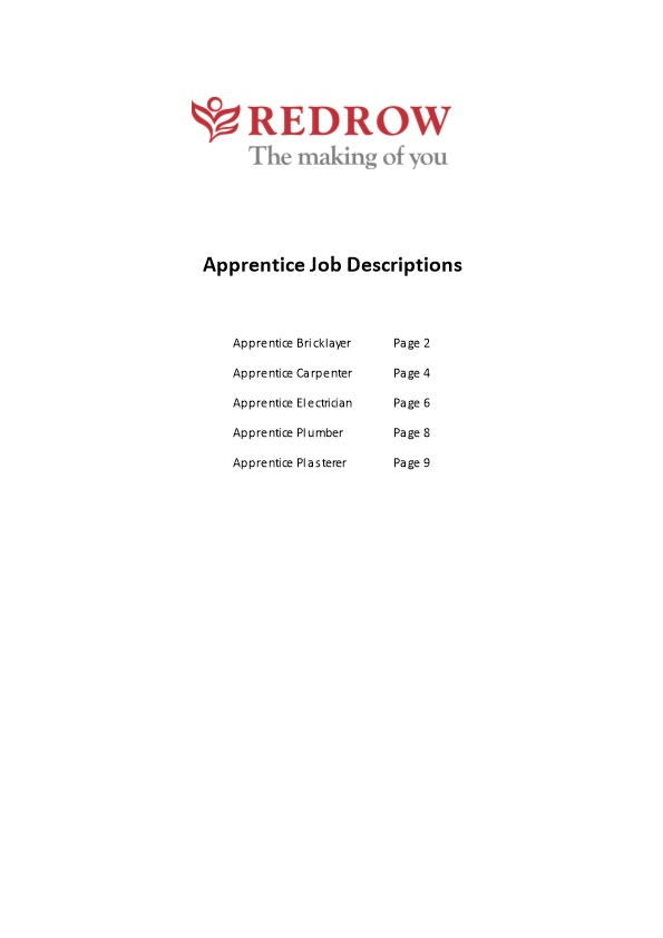 Apprentice Job Descriptions