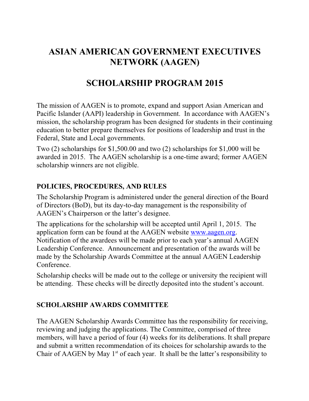 Asian American Government Executives Network (Aagen)