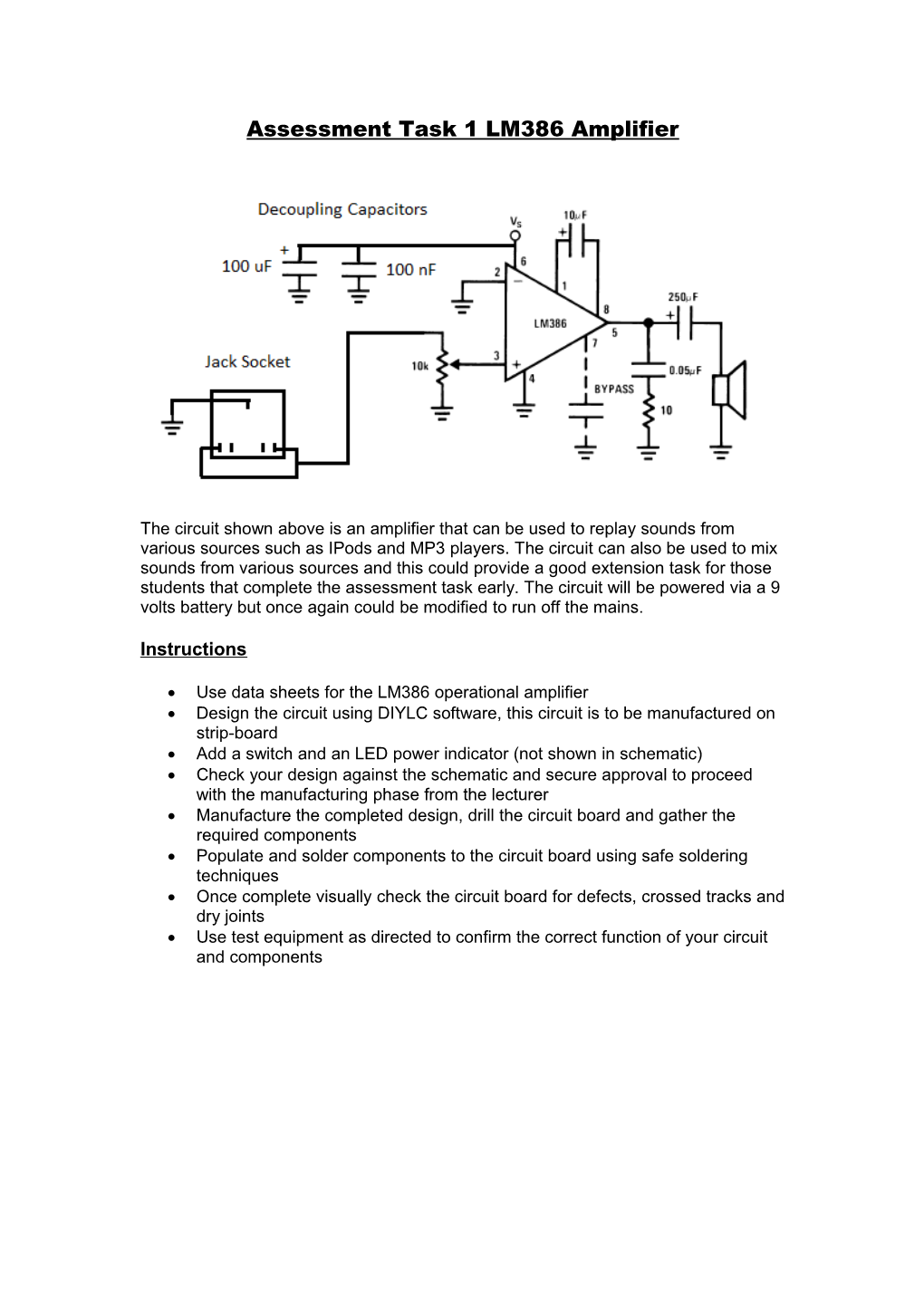 Assessment Task 1 LM386 Amplifier