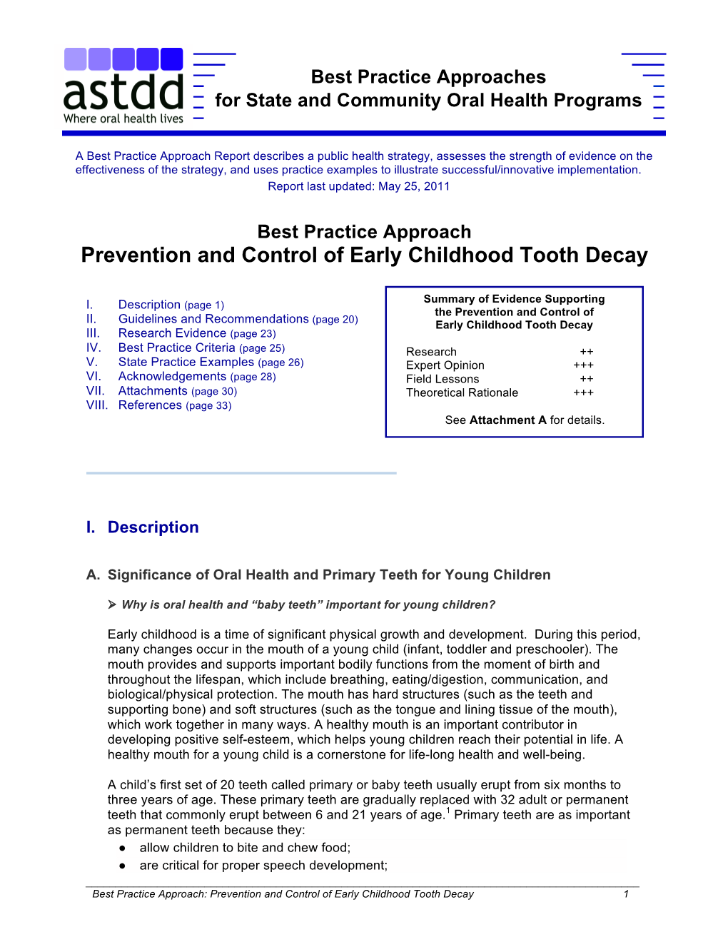 Prevention and Control of Early Childhood Tooth Decay