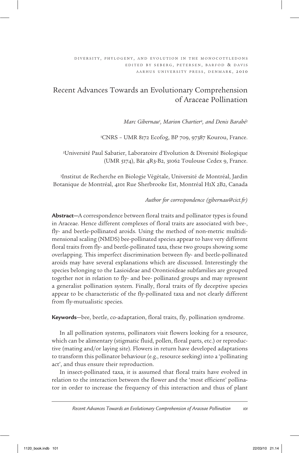 Recent Advances Towards an Evolutionary Comprehension of Araceae Pollination