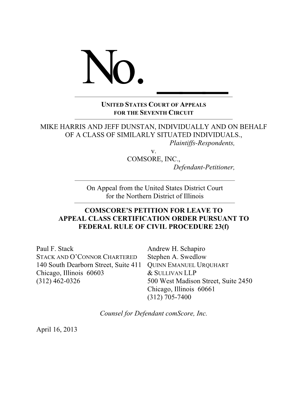 MIKE HARRIS and JEFF DUNSTAN, INDIVIDUALLY and on BEHALF of a CLASS of SIMILARLY SITUATED INDIVIDUALS., Plaintiffs-Respondents, V