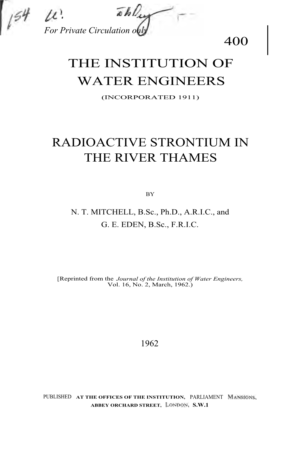 400 the Institution of Water Engineers Radioactive