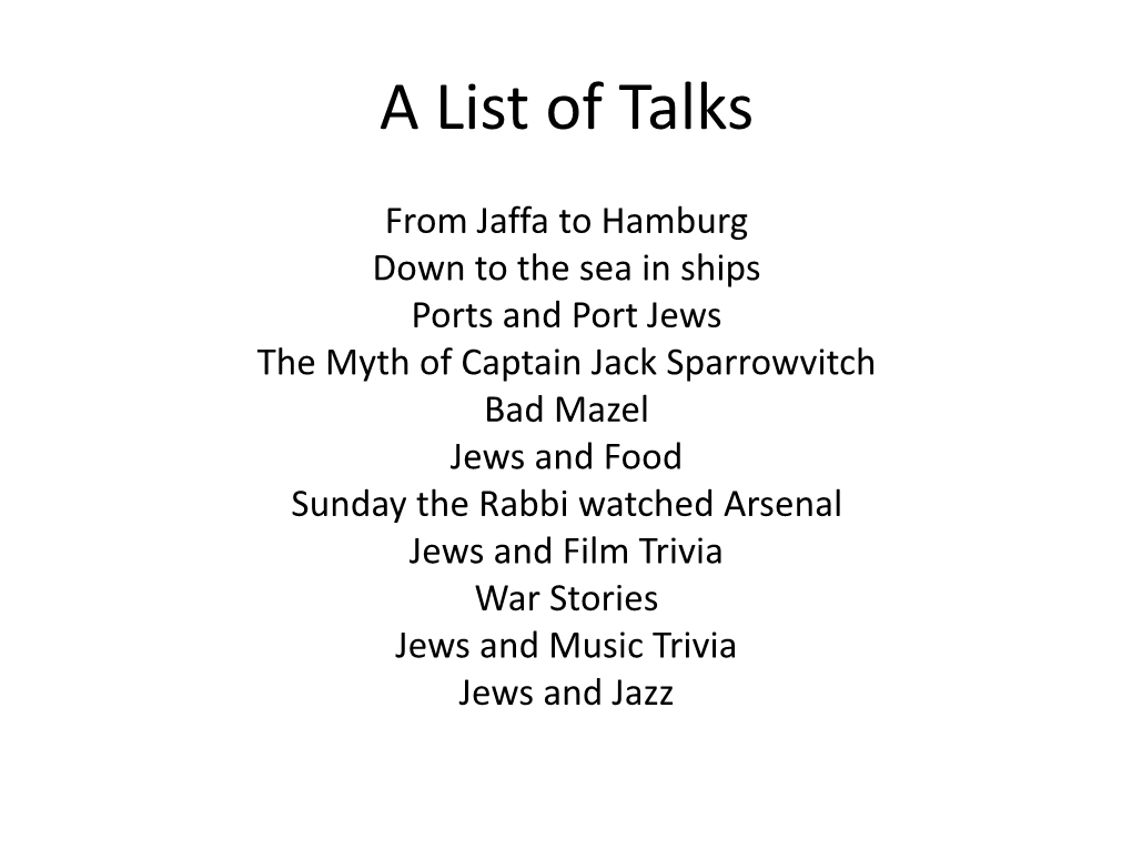 A List of Talks
