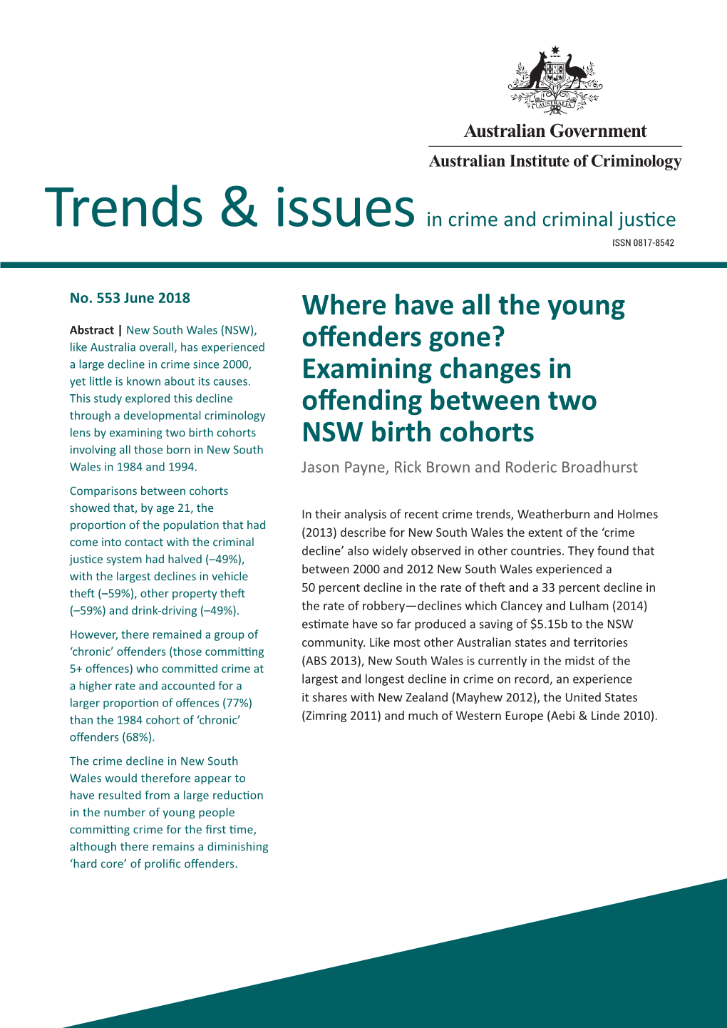 Where Have All the Young Offenders Gone? Examining Changes In