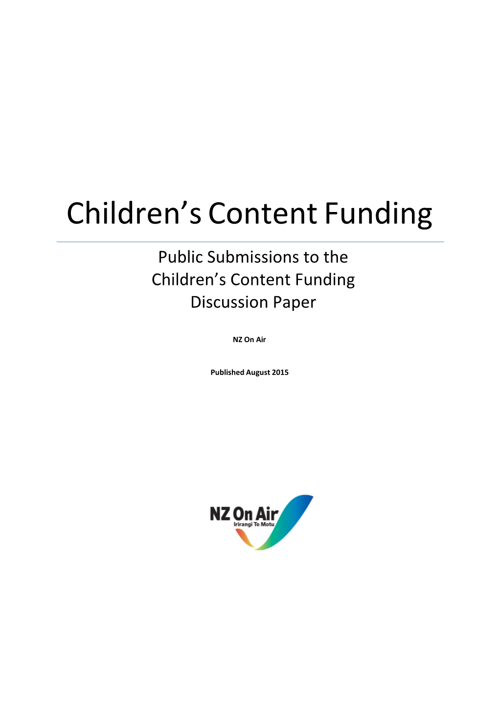 Public Submissions to the Children's Content Funding Discussion Paper
