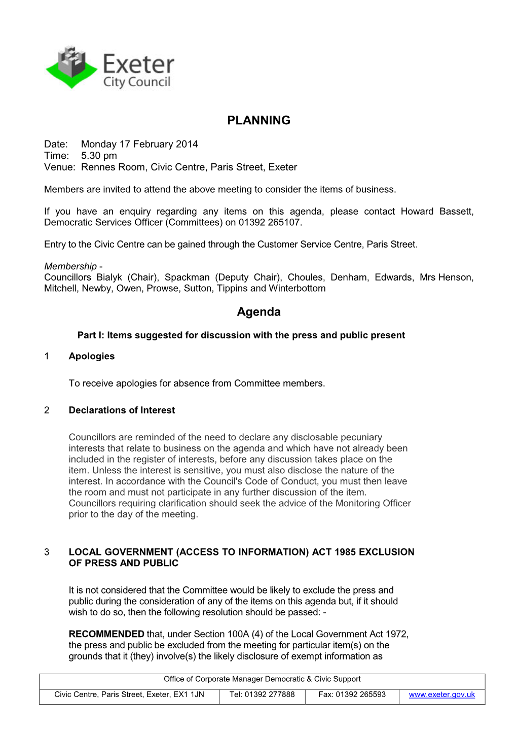 Agenda Reports Pack (Public) 17/02/2014, 17.30