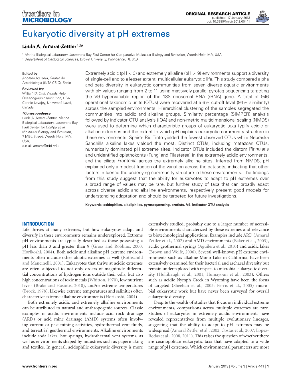 Eukaryotic Diversity at Ph Extremes