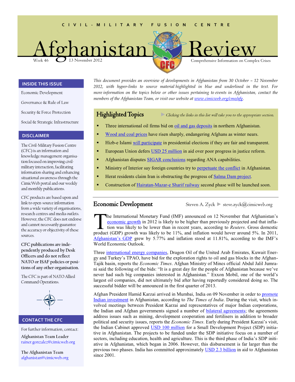 Afghanistan Review, 18 September 2012