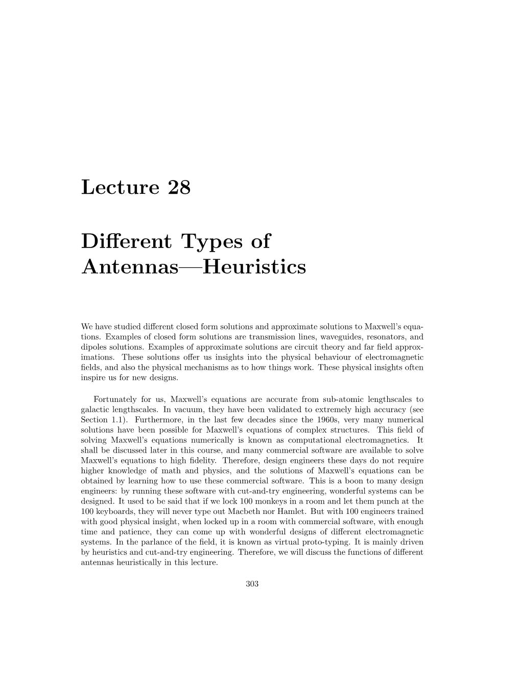 Lecture 28 Different Types of Antennas—Heuristics
