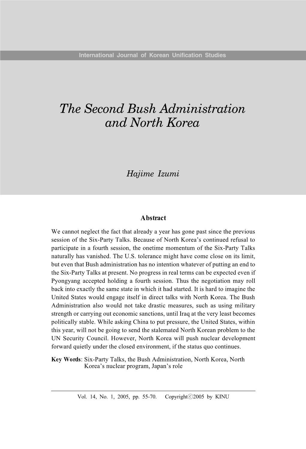 The Second Bush Administration and North Korea