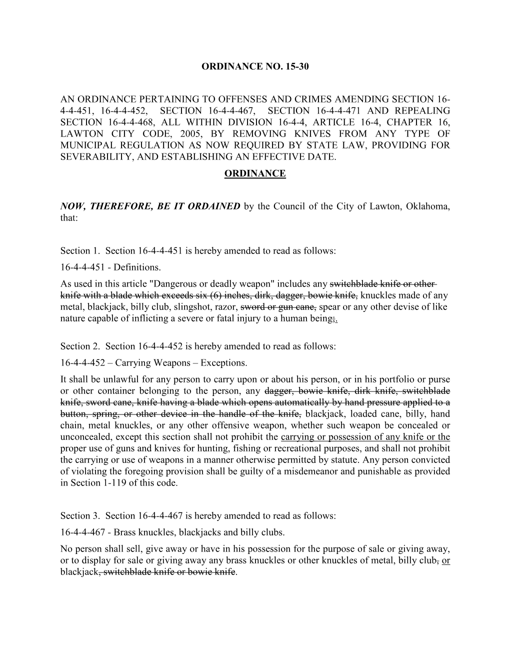 Ordinance No. 15-30