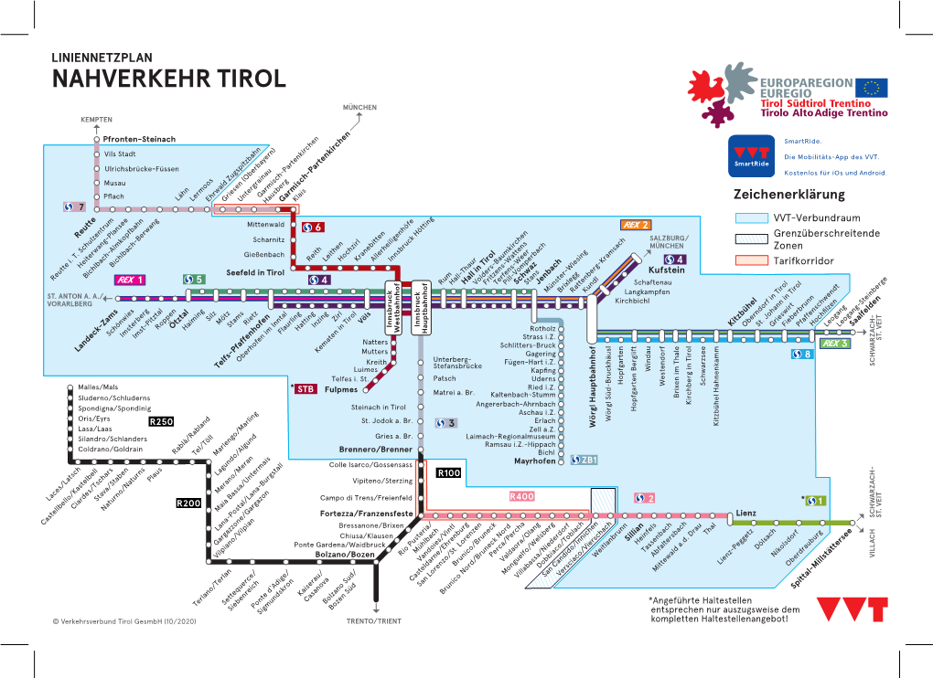 Liniennetzplan Nahverkehr Tirol